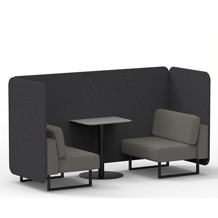 Brixworth 2 Seater Bench Booth With Table, Black Legs, Grey Table With Black Leg, X2 Fabric, Arithmetic Panels And Number Sofa