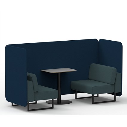 Brixworth 2 Seater Bench Booth With Table, Black Legs, Grey Table With Black Leg, X2 Fabric, Calculus Panels And Polygon Sofa