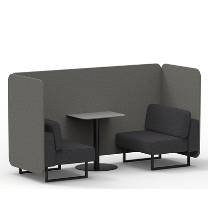 Brixworth 2 Seater Bench Booth With Table, Black Legs, Grey Table With Black Leg, X2 Fabric, Number Panels And Arithmetic Sofa
