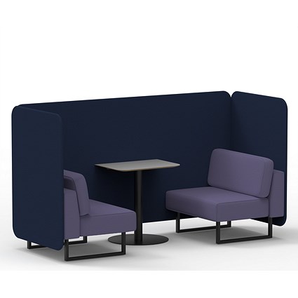 Brixworth 2 Seater Bench Booth With Table, Black Legs, Grey Table With Black Leg, Synergy Fabric, Alike Panels And Order Sofa