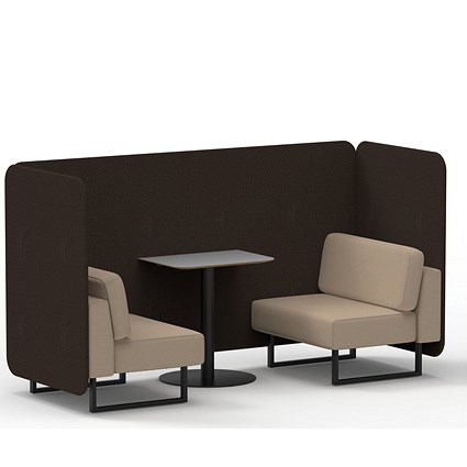 Brixworth 2 Seater Bench Booth With Table, Black Legs, Grey Table With Black Leg, Synergy Fabric, Wed Panels And Affix Sofa