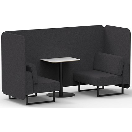 Brixworth 2 Seater Bench Booth With Table, Black Legs, White Table With Black Leg, X2 Fabric, Arithmetic Panels And Sofa