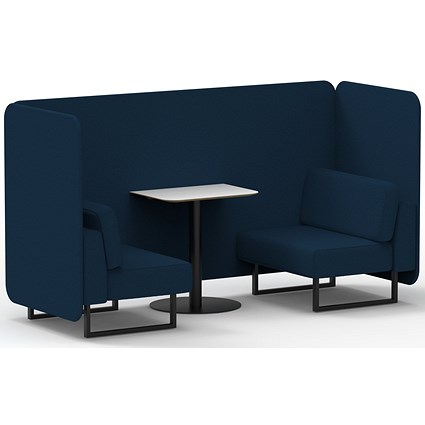 Brixworth 2 Seater Bench Booth With Table, Black Legs, White Table With Black Leg, X2 Fabric, Calculus Panels And Sofa