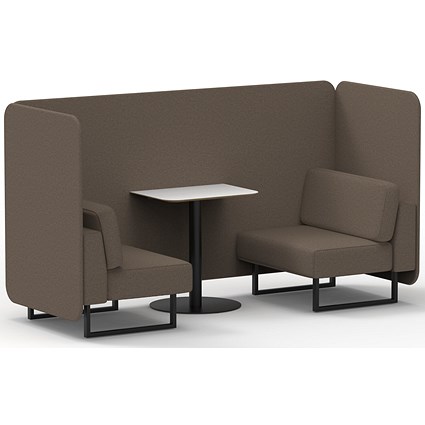 Brixworth 2 Seater Bench Booth With Table, Black Legs, White Table With Black Leg, X2 Fabric, Theory Panels And Sofa