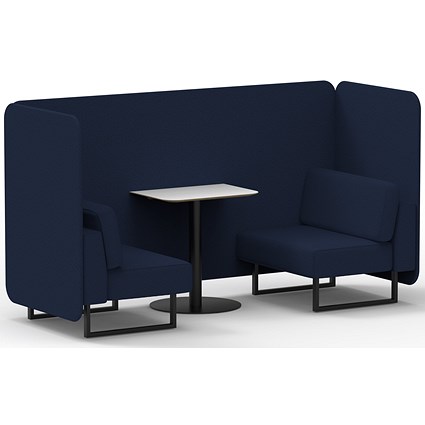 Brixworth 2 Seater Bench Booth With Table, Black Legs, White Table With Black Leg, Synergy Fabric, Alike Panels And Sofa