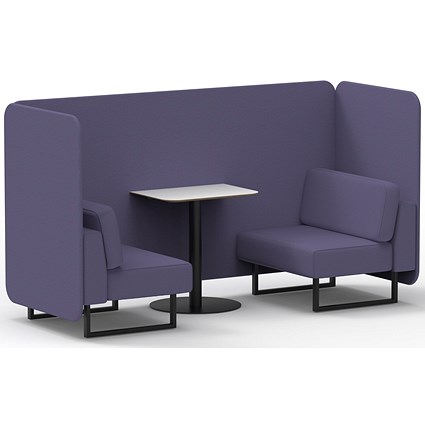 Brixworth 2 Seater Bench Booth With Table, Black Legs, White Table With Black Leg, Synergy Fabric, Order Panels And Sofa