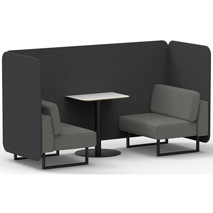 Brixworth 2 Seater Bench Booth With Table, Black Legs, White Table With Black Leg, X2 Fabric, Arithmetic Panels And Number Sofa