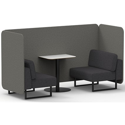 Brixworth 2 Seater Bench Booth With Table, Black Legs, White Table With Black Leg, X2 Fabric, Number Panels And Arithmetic Sofa