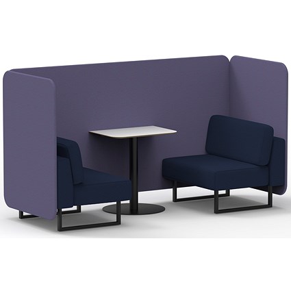 Brixworth 2 Seater Bench Booth With Table, Black Legs, White Table With Black Leg, Synergy Fabric, Order Panels And Alike Sofa