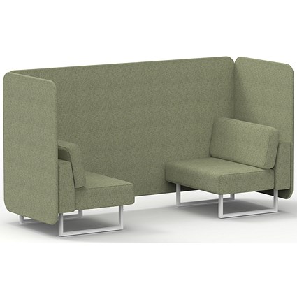 Brixworth 2 Seater Bench Booth, White Legs, Rivet Fabric, Burnish Panels And Sofa