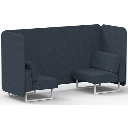 Brixworth 2 Seater Bench Booth, White Legs, Rivet Fabric, Crucible Panels And Sofa