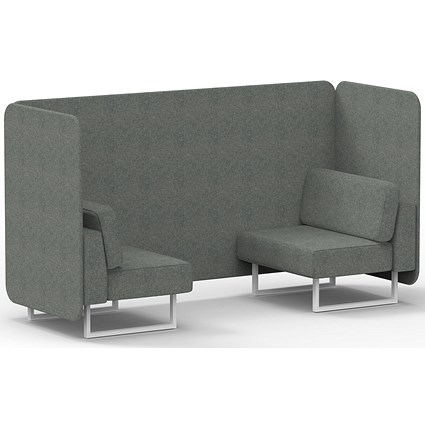 Brixworth 2 Seater Bench Booth, White Legs, Rivet Fabric, Prime Panels And Sofa