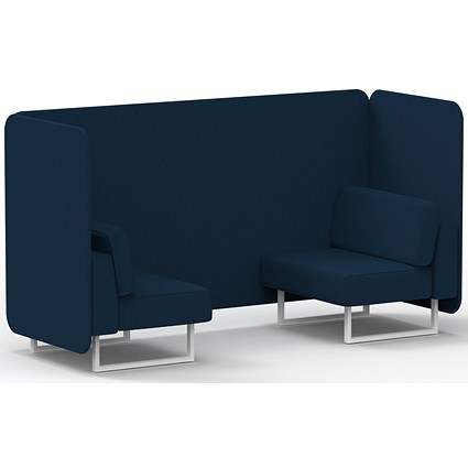 Brixworth 2 Seater Bench Booth, White Legs, X2 Fabric, Calculus Panels And Sofa