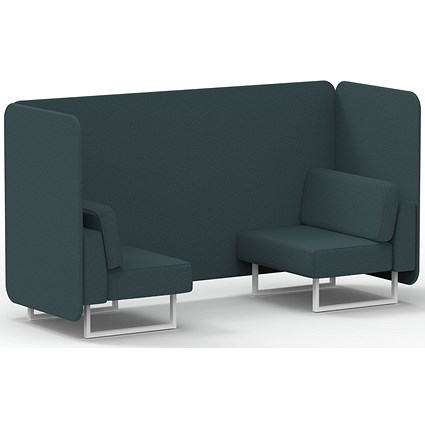 Brixworth 2 Seater Bench Booth, White Legs, X2 Fabric, Polygon Panels And Sofa