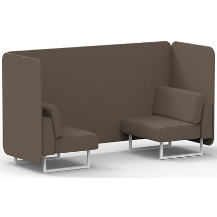 Brixworth 2 Seater Bench Booth, White Legs, X2 Fabric, Theory Panels And Sofa