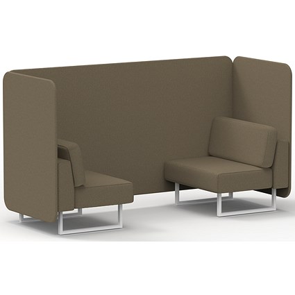 Brixworth 2 Seater Bench Booth, White Legs, Main Line Flax Fabric, Bank Panels And Sofa