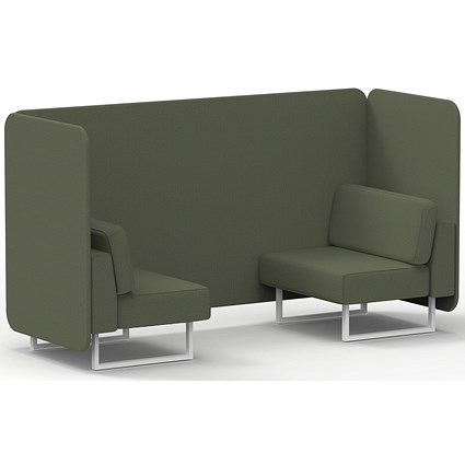 Brixworth 2 Seater Bench Booth, White Legs, Main Line Flax Fabric, Monument Panels And Sofa
