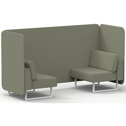 Brixworth 2 Seater Bench Booth, White Legs, Main Line Flax Fabric, Newbury Panels And Sofa