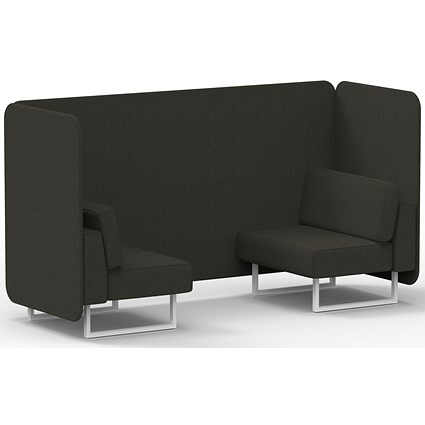 Brixworth 2 Seater Bench Booth, White Legs, Main Line Flax Fabric, Temple Panels And Sofa