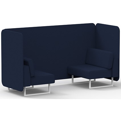 Brixworth 2 Seater Bench Booth, White Legs, Synergy Fabric, Alike Panels And Sofa