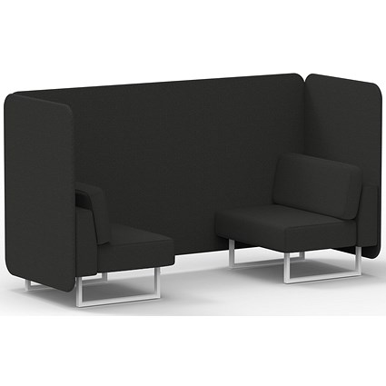 Brixworth 2 Seater Bench Booth, White Legs, Synergy Fabric, Mix Panels And Sofa