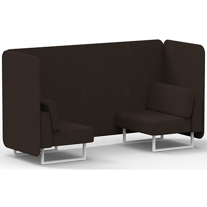 Brixworth 2 Seater Bench Booth, White Legs, Synergy Fabric, Wed Panels And Sofa