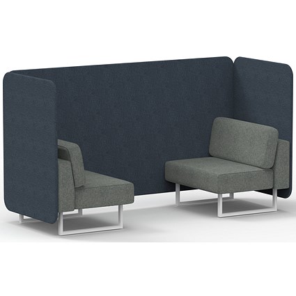 Brixworth 2 Seater Bench Booth, White Legs, Rivet Fabric, Crucible Panels And Prime Sofa