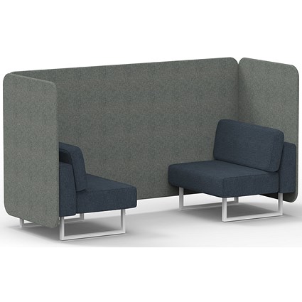 Brixworth 2 Seater Bench Booth, White Legs, Rivet Fabric, Prime Panels And Crucible Sofa