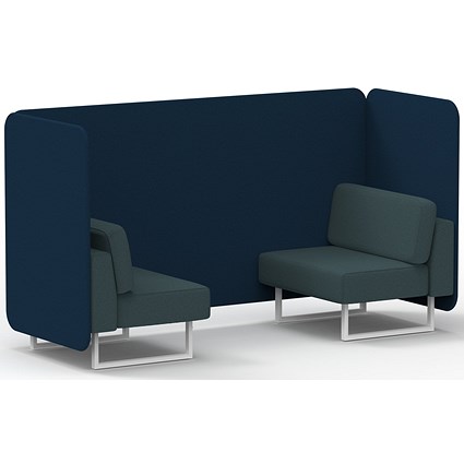 Brixworth 2 Seater Bench Booth, White Legs, X2 Fabric, Calculus Panels And Polygon Sofa