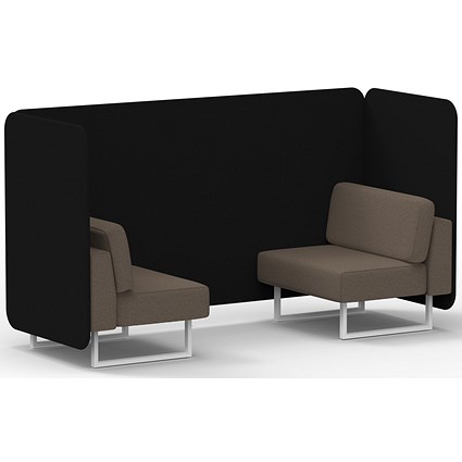 Brixworth 2 Seater Bench Booth, White Legs, X2 Fabric, Diameter Panels And Theory Sofa