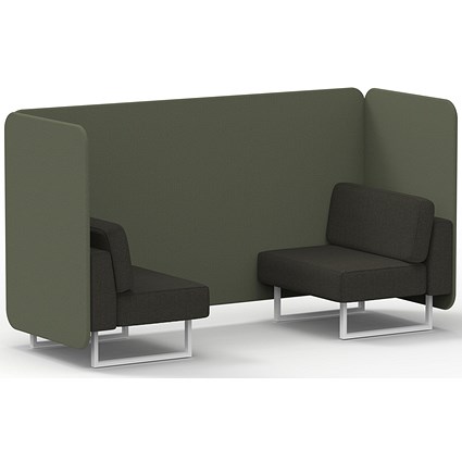 Brixworth 2 Seater Bench Booth, White Legs, Main Line Flax Fabric, Monument Panels And Temple Sofa