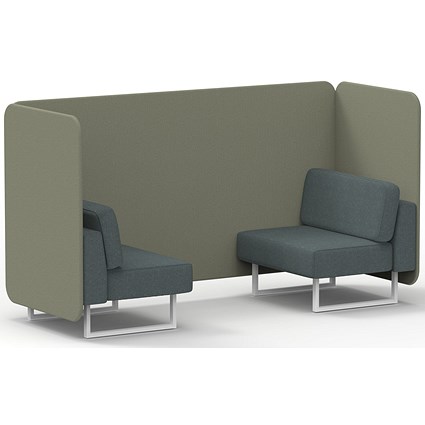 Brixworth 2 Seater Bench Booth, White Legs, Main Line Flax Fabric, Newbury Panels And Westminster Sofa