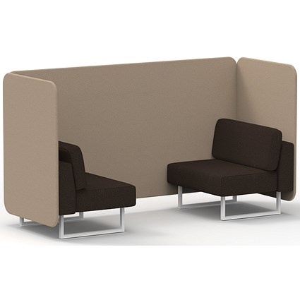 Brixworth 2 Seater Bench Booth, White Legs, Synergy Fabric, Affix Panels And Wed Sofa