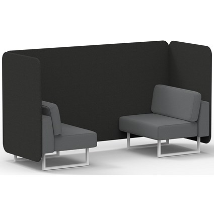 Brixworth 2 Seater Bench Booth, White Legs, Synergy Fabric, Mix Panels And Partner Sofa