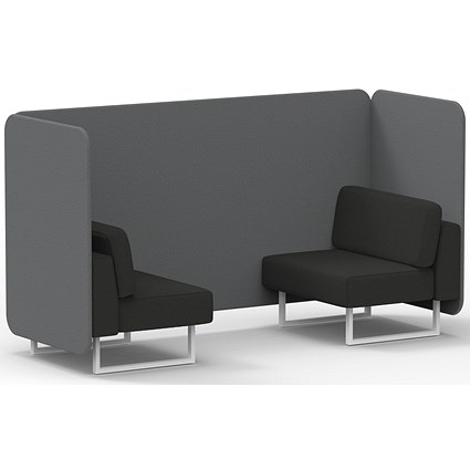 Brixworth 2 Seater Bench Booth, White Legs, Synergy Fabric, Partner Panels And Mix Sofa