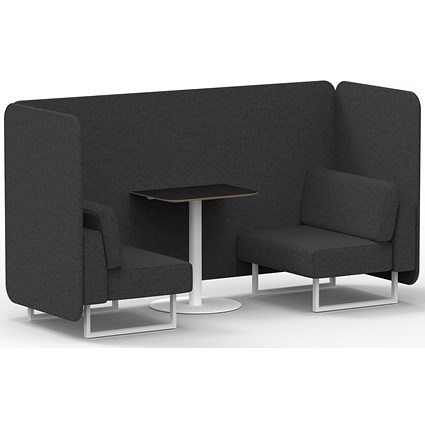 Brixworth 2 Seater Bench Booth With Table, White Legs, Black Table With White Leg, X2 Fabric, Arithmetic Panels And Sofa
