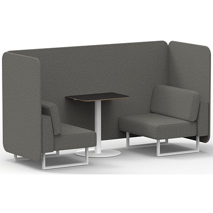 Brixworth 2 Seater Bench Booth With Table, White Legs, Black Table With White Leg, X2 Fabric, Number Panels And Sofa