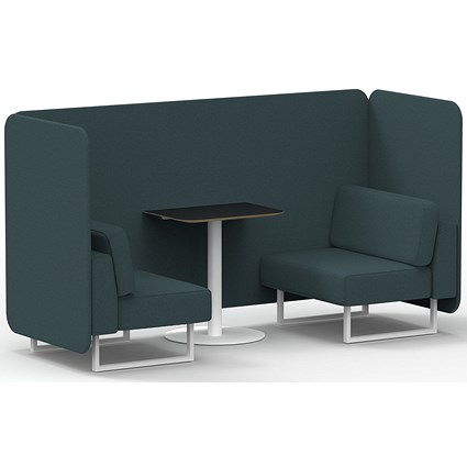 Brixworth 2 Seater Bench Booth With Table, White Legs, Black Table With White Leg, X2 Fabric, Polygon Panels And Sofa