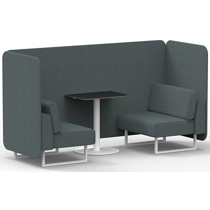 Brixworth 2 Seater Bench Booth With Table, White Legs, Black Table With White Leg, Main Line Flax Fabric, Westminster Panels And Sofa