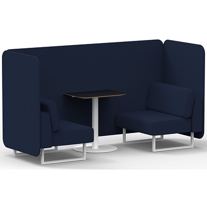 Brixworth 2 Seater Bench Booth With Table, White Legs, Black Table With White Leg, Synergy Fabric, Alike Panels And Sofa