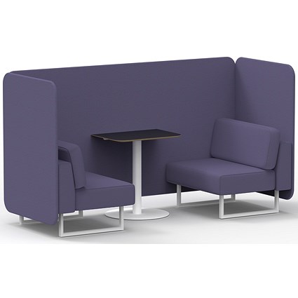 Brixworth 2 Seater Bench Booth With Table, White Legs, Black Table With White Leg, Synergy Fabric, Order Panels And Sofa