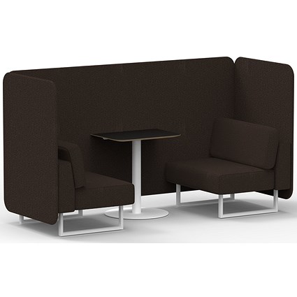 Brixworth 2 Seater Bench Booth With Table, White Legs, Black Table With White Leg, Synergy Fabric, Wed Panels And Sofa