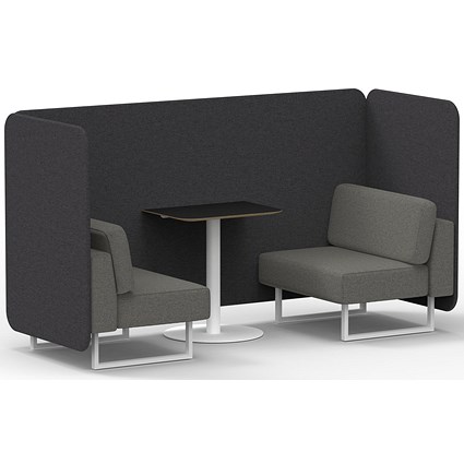 Brixworth 2 Seater Bench Booth With Table, White Legs, Black Table With White Leg, X2 Fabric, Arithmetic Panels And Number Sofa