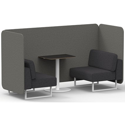 Brixworth 2 Seater Bench Booth With Table, White Legs, Black Table With White Leg, X2 Fabric, Number Panels And Arithmetic Sofa
