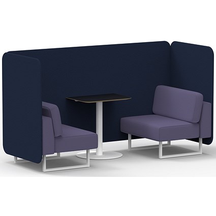 Brixworth 2 Seater Bench Booth With Table, White Legs, Black Table With White Leg, Synergy Fabric, Alike Panels And Order Sofa