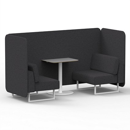 Brixworth 2 Seater Bench Booth With Table, White Legs, Grey Table With White Leg, X2 Fabric, Arithmetic Panels And Sofa