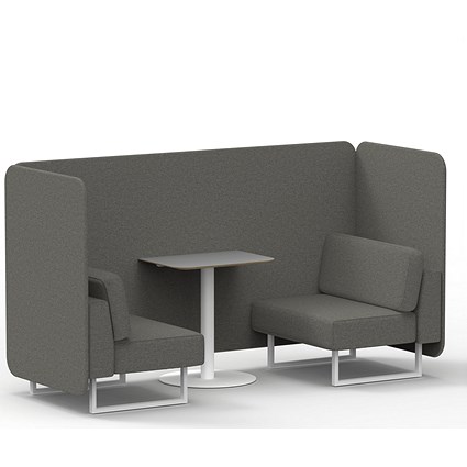 Brixworth 2 Seater Bench Booth With Table, White Legs, Grey Table With White Leg, X2 Fabric, Number Panels And Sofa