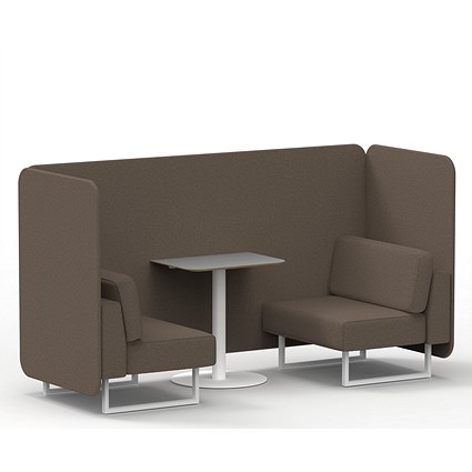 Brixworth 2 Seater Bench Booth With Table, White Legs, Grey Table With White Leg, X2 Fabric, Theory Panels And Sofa