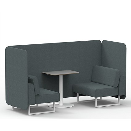 Brixworth 2 Seater Bench Booth With Table, White Legs, Grey Table With White Leg, Main Line Flax Fabric, Westminster Panels And Sofa