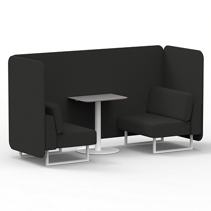 Brixworth 2 Seater Bench Booth With Table, White Legs, Grey Table With White Leg, Synergy Fabric, Mix Panels And Sofa
